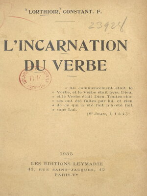 cover image of L'incarnation du verbe